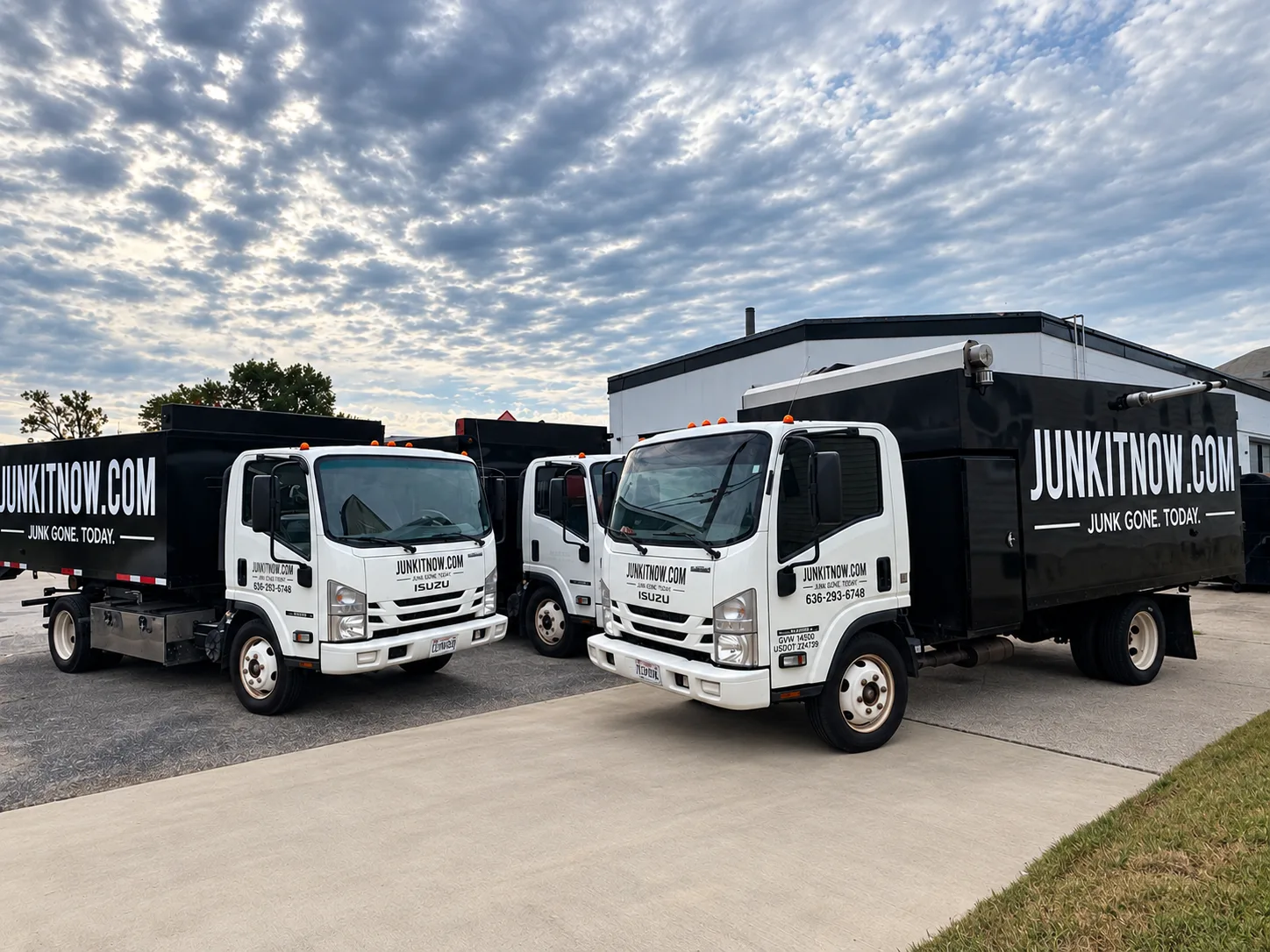 JunkItNow.com branded junk removal trucks serving St. Louis and St. Charles, Missouri