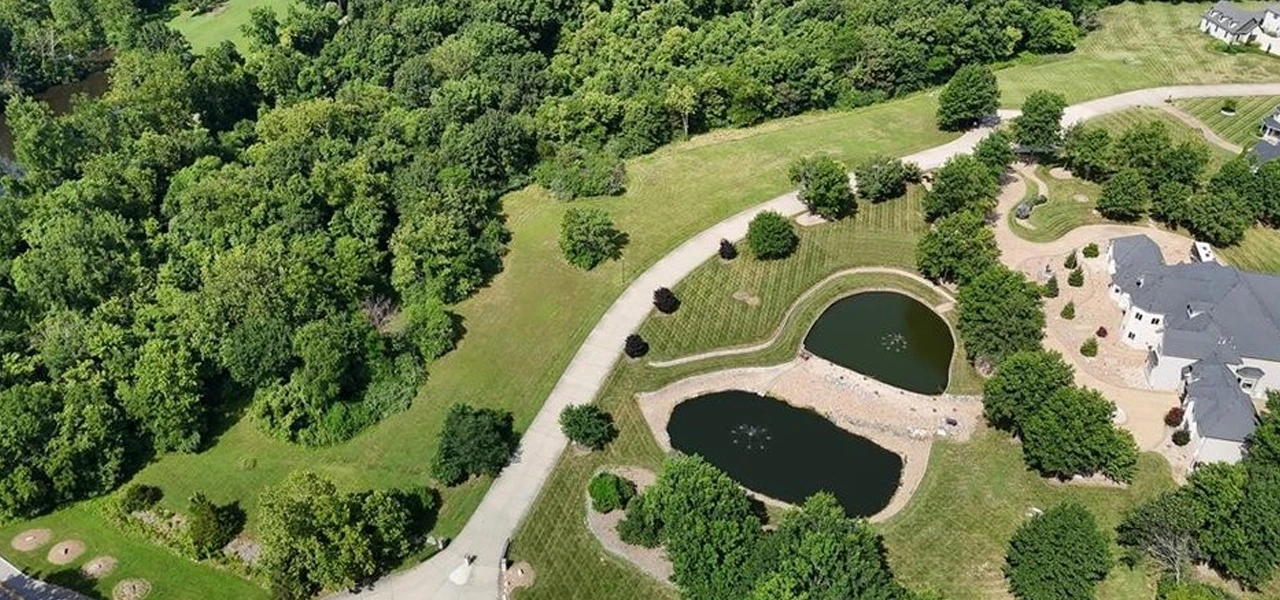 Aerial drone shot of St. Paul neighborhood in Missouri - Spring Cleaning Company professional junk removal service area